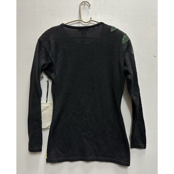 SEMPLICE Sergio Lopez women size small pullover black sweater sequins and beads - Picture 2 of 8